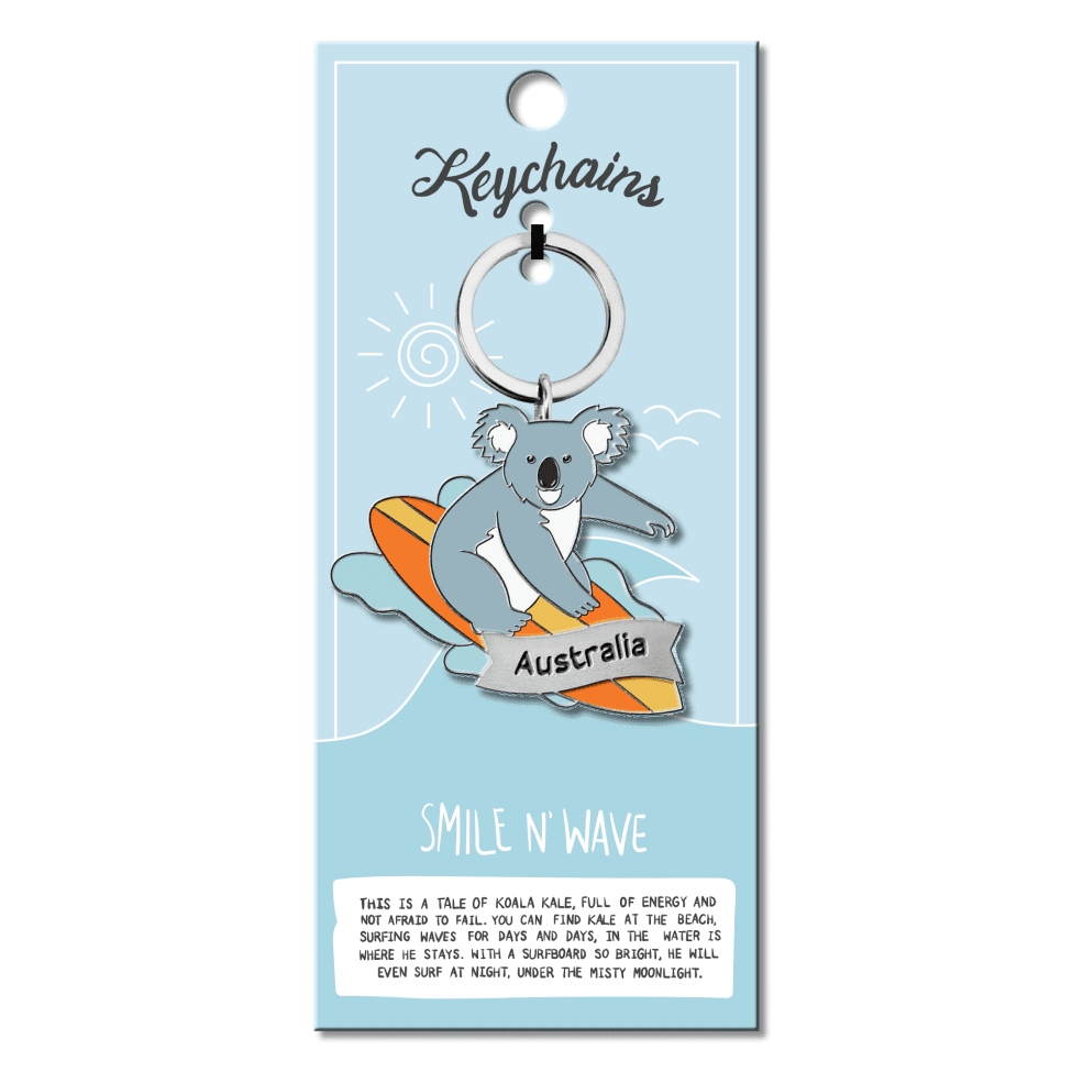 Ozzy Friends Surfing Koala Orange Keychain