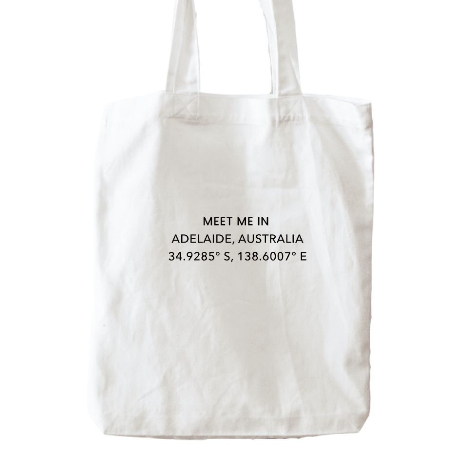 Meet Me In Adelaide Coordinates Tote Bag