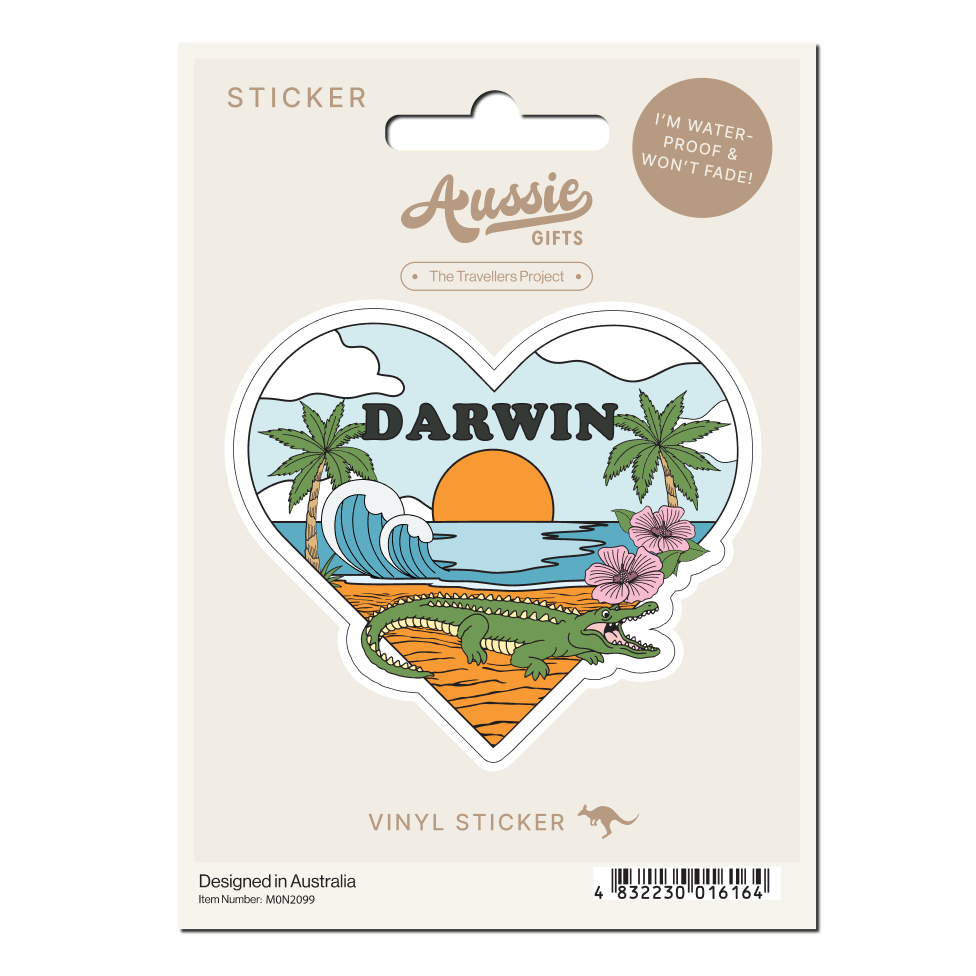 Darwin Heart Crocodile Souvenir Sticker