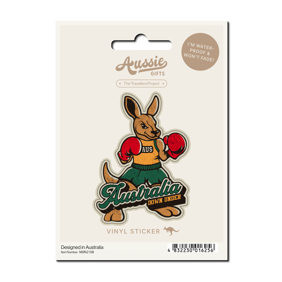 Boxing Kangaroo Large Australia Flag Sticker