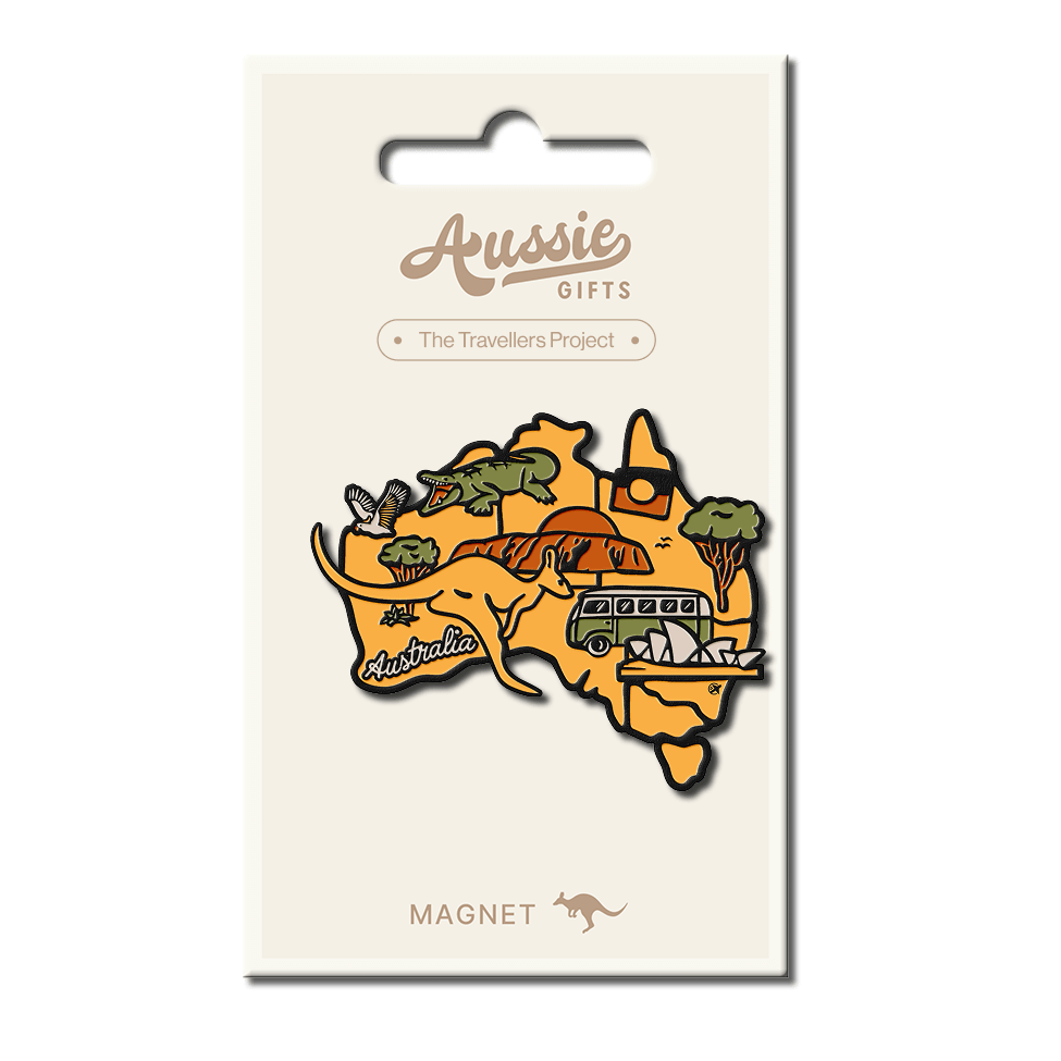 Australia Map with Icons Fridge Magnet