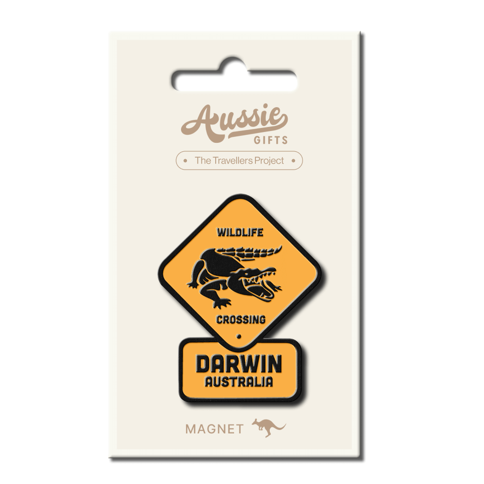 AG DRW Roadsign Crocodile Enml Magnet