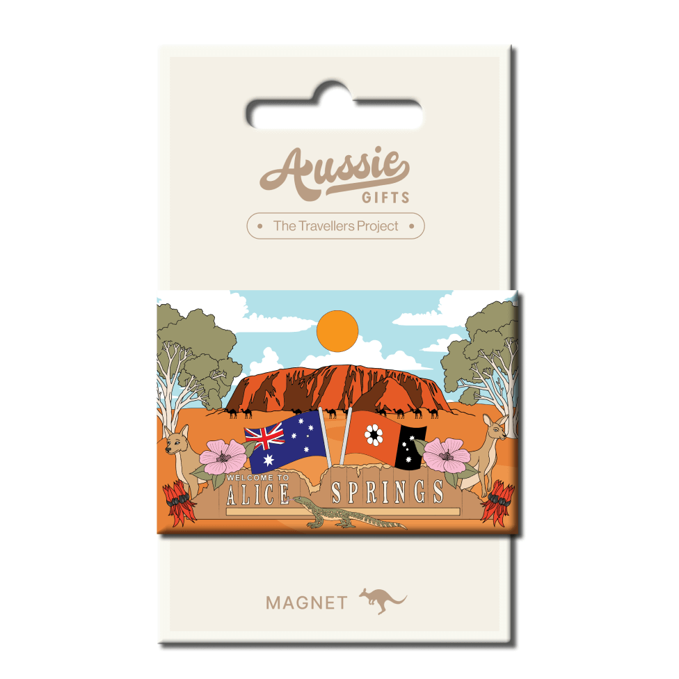 Alice Springs Sign Uluru Tin Fridge Magnet