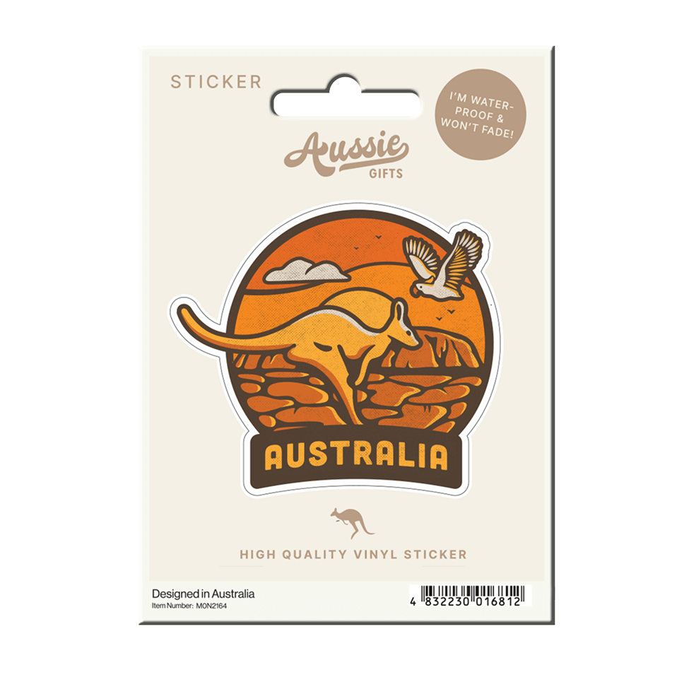 Australia Jumping Kangaroo Sunset Vinyl Sticker