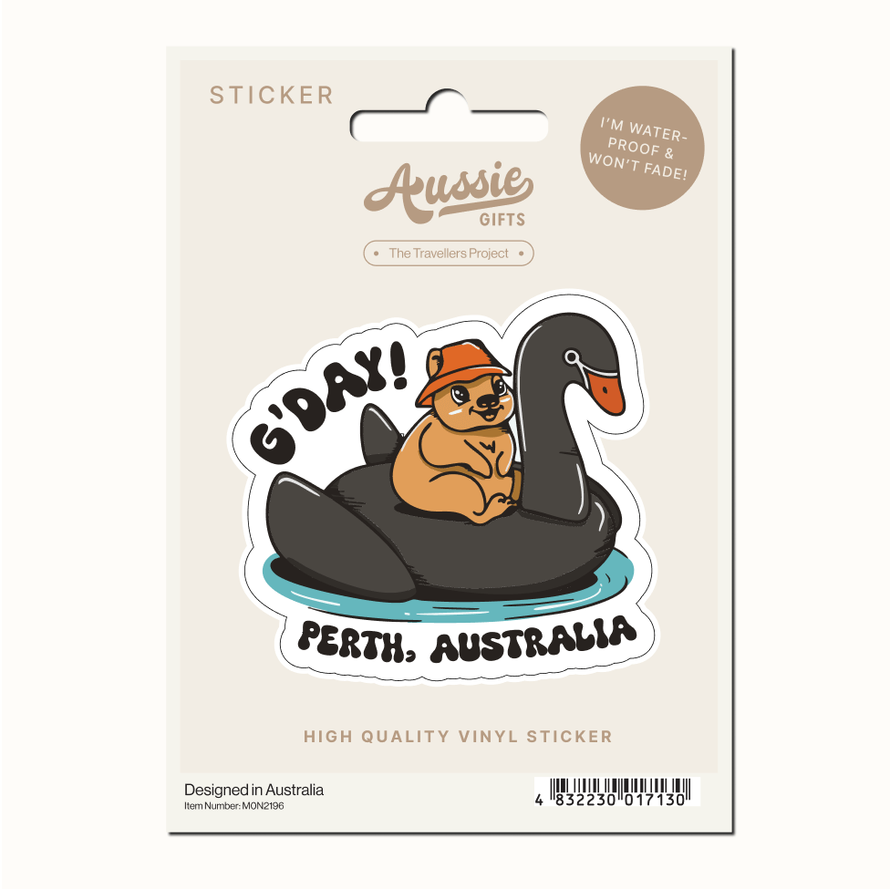 Quokka on a Swan Vinyl Sticker