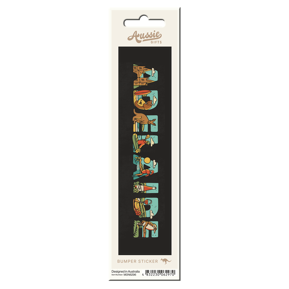 Adelaide Typography Icons Waterproof Bumper Sticker