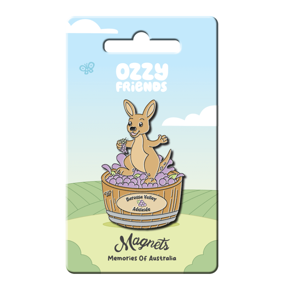 Adelaide Barrosa Wine Barrel Kangaroo Fridge Magnet