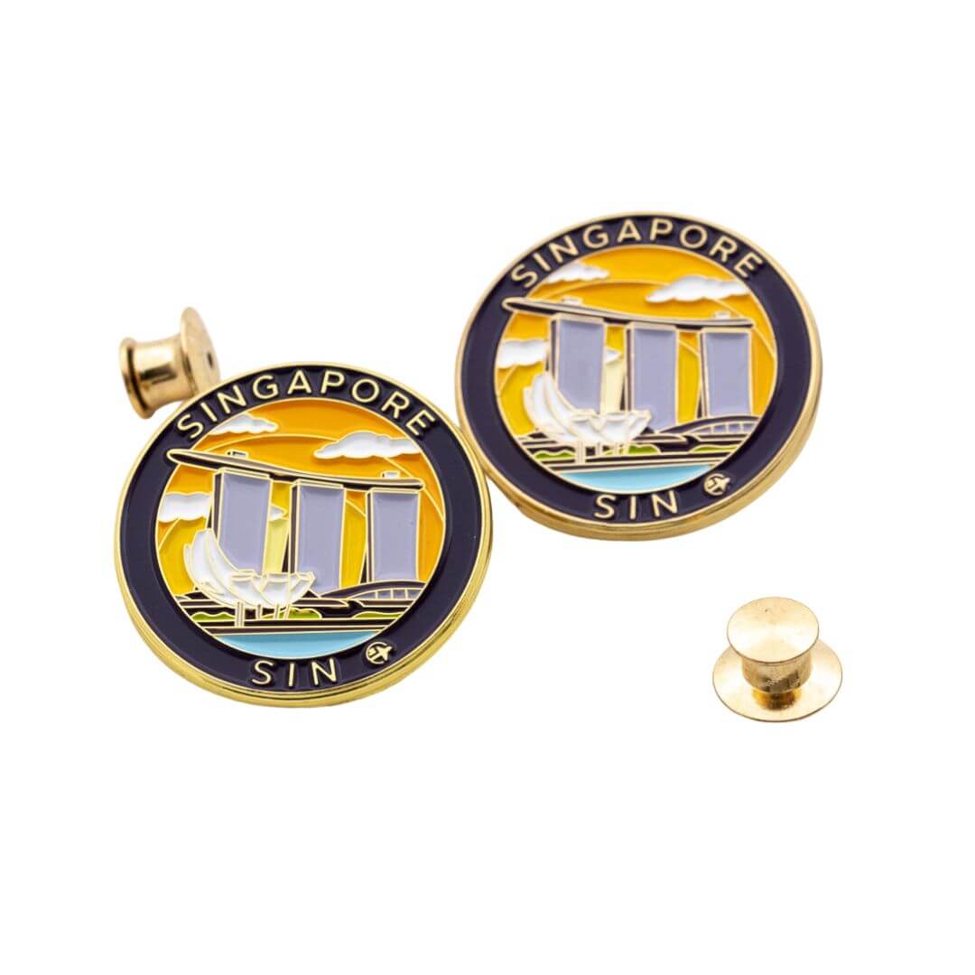 Singapore Pin Collection for Travel Push Pin Maps and Travel Backpacks