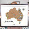 Map with enamel pins of Australia