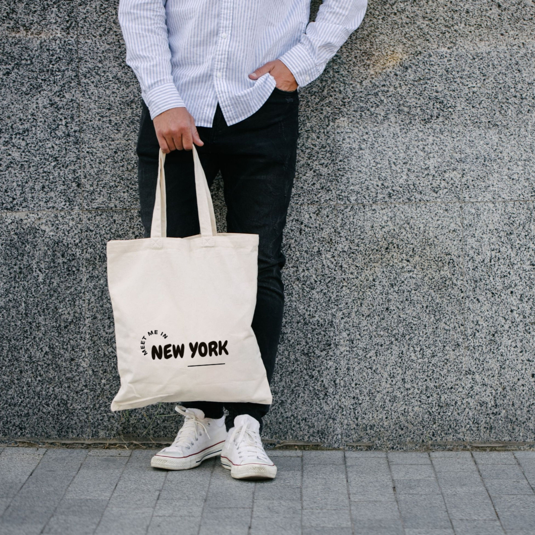 Customizable 'Meet Me In' New York Canvas Tote Bag | Add your custom city