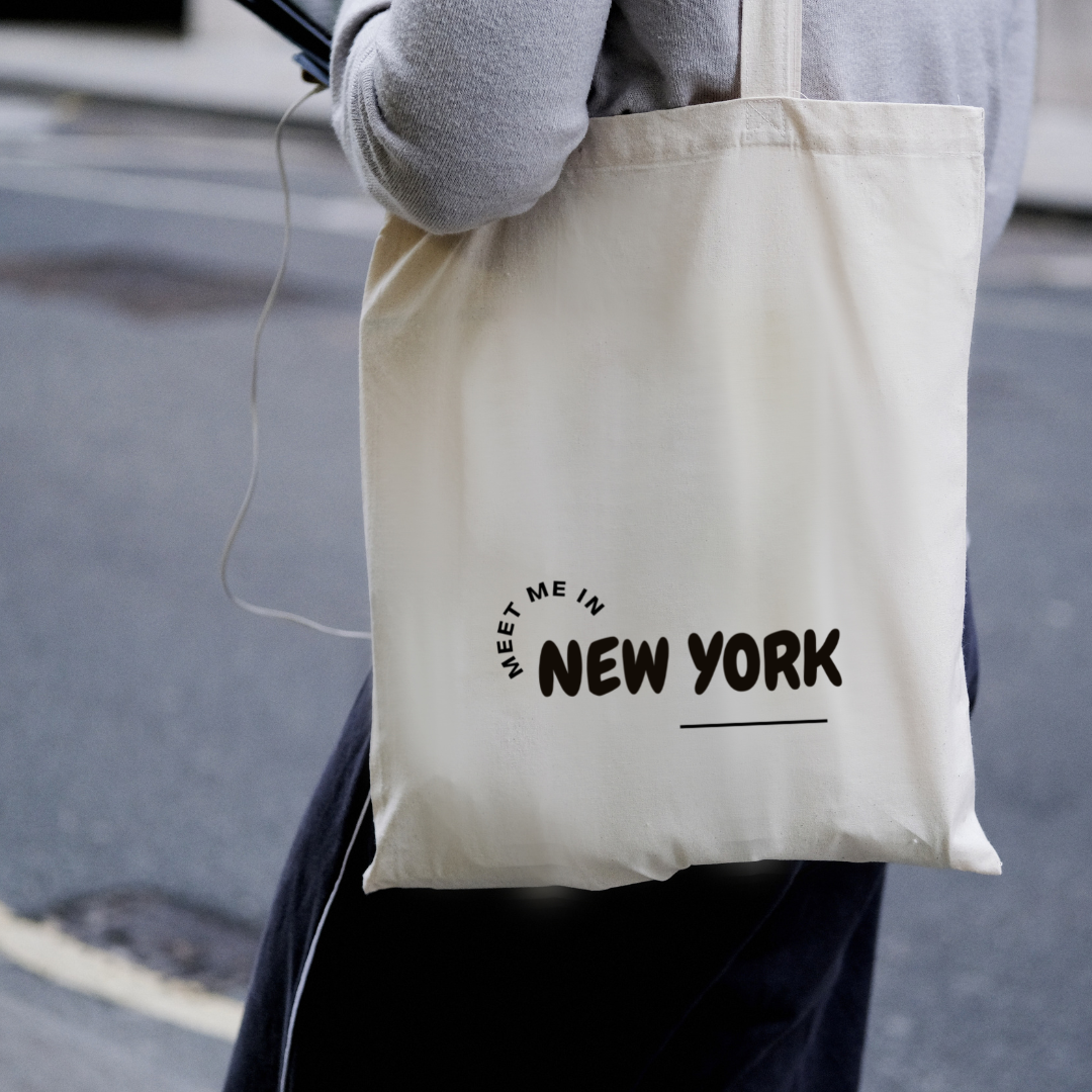 Customizable 'Meet Me In' New York Canvas Tote Bag | Add your custom city