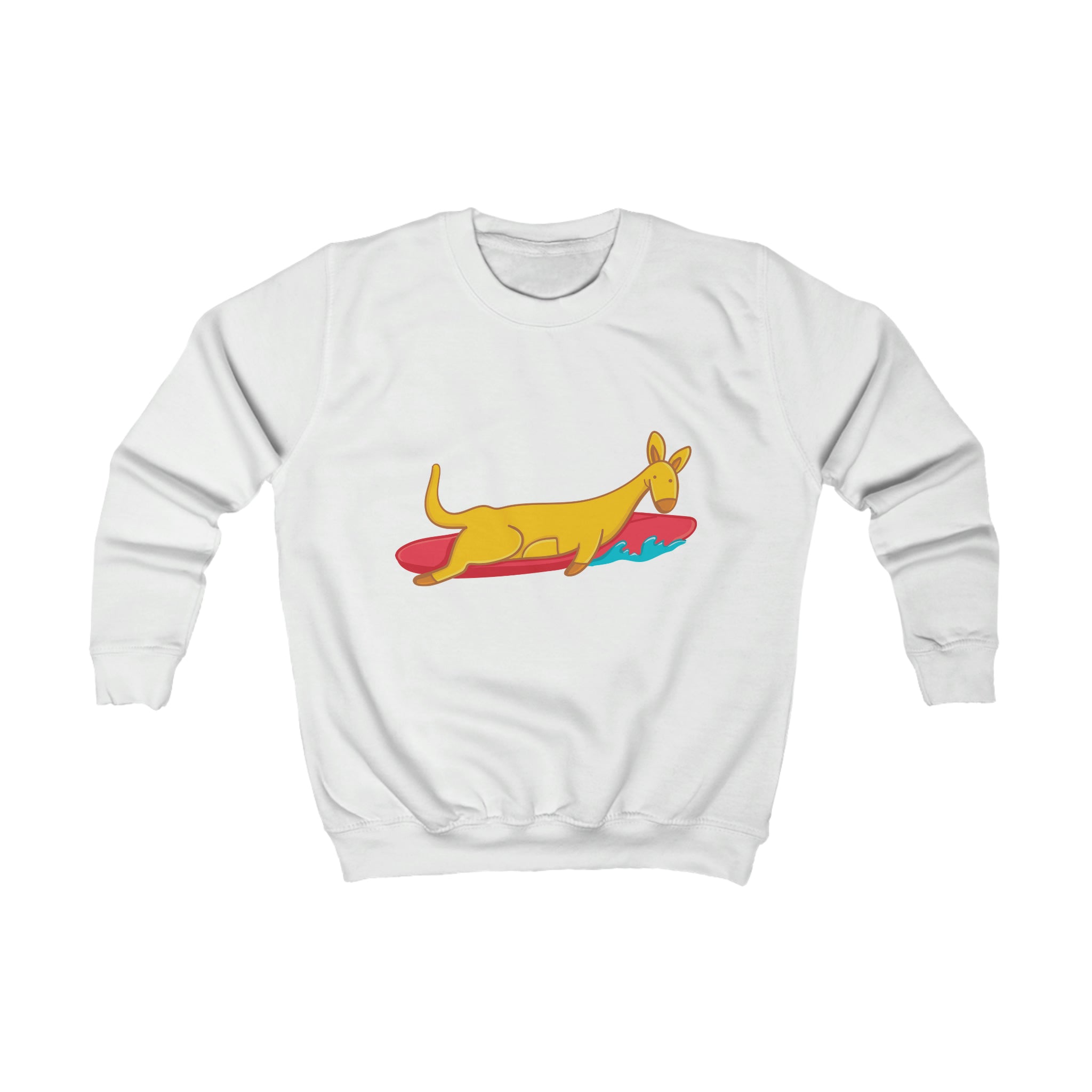 Kids Playful Kangaroo Surf Graphic Crewneck Sweater