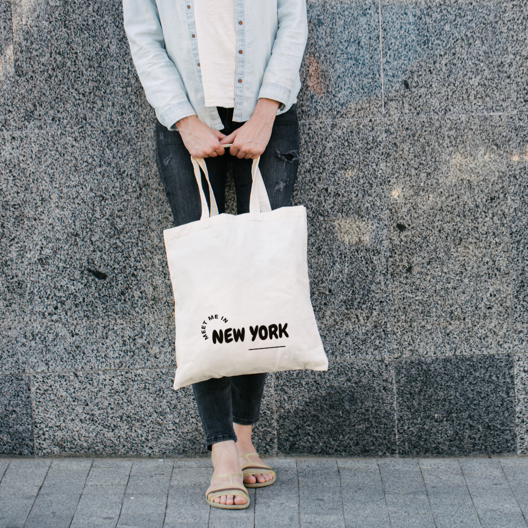 Customizable 'Meet Me In' New York Canvas Tote Bag | Add your custom city