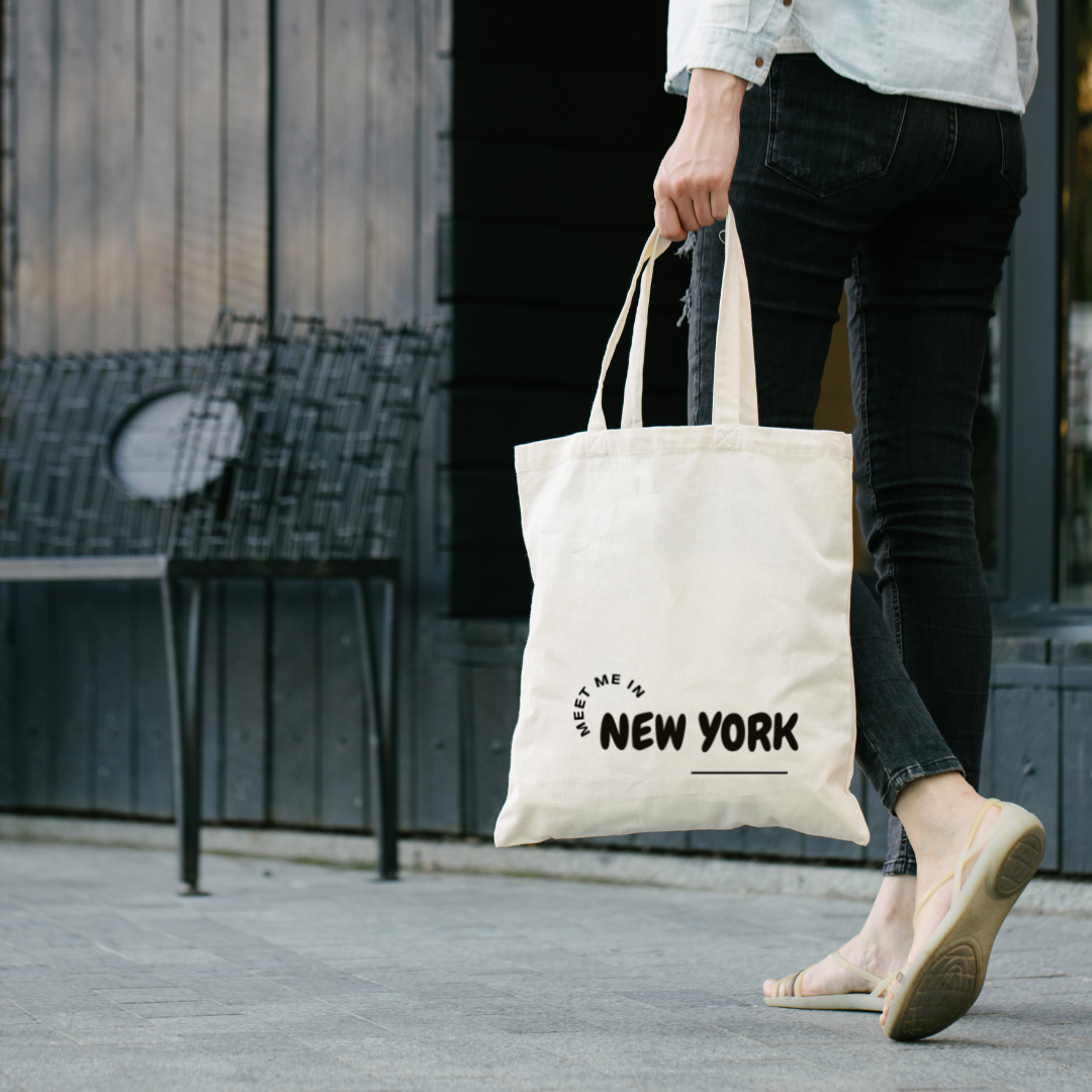 Customizable 'Meet Me In' New York Canvas Tote Bag | Add your custom city