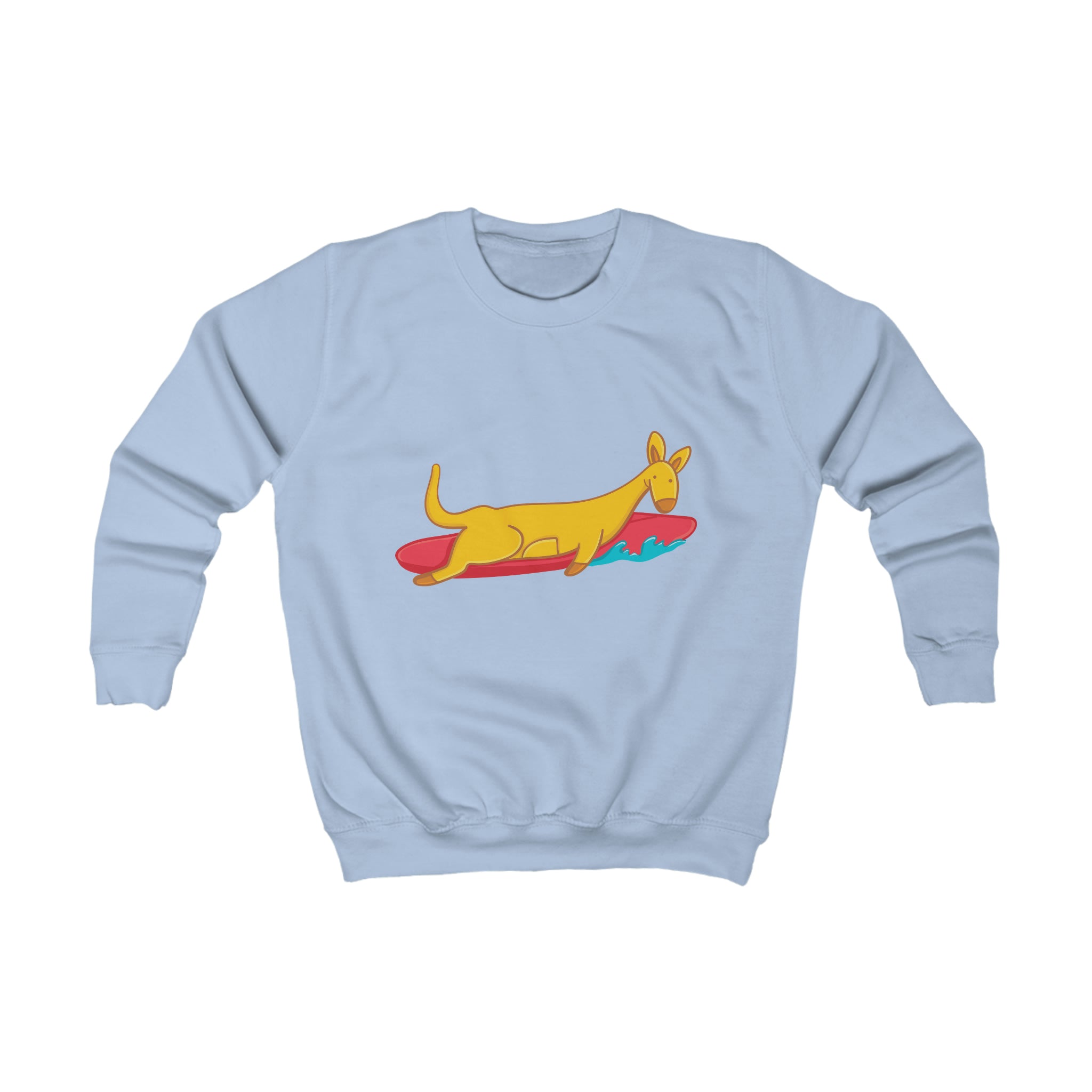 Kids Playful Kangaroo Surf Graphic Crewneck Sweater