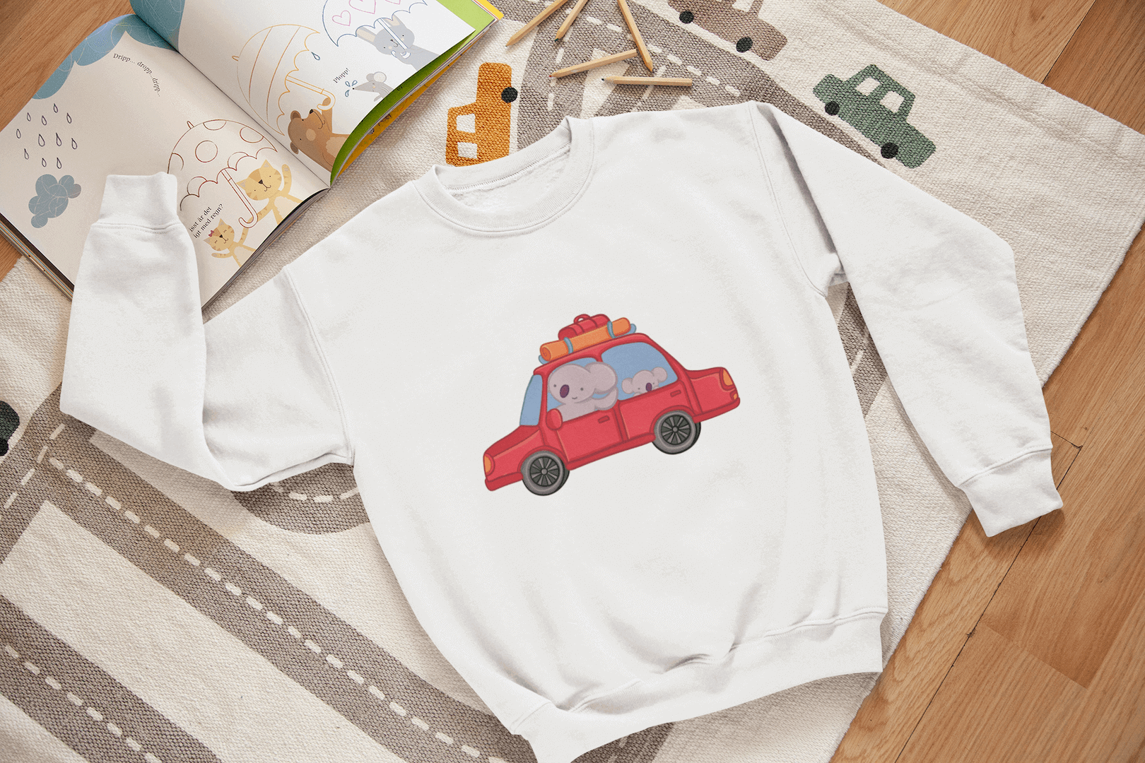 Kids Playful Koala Road trip Graphic Crewneck Sweater