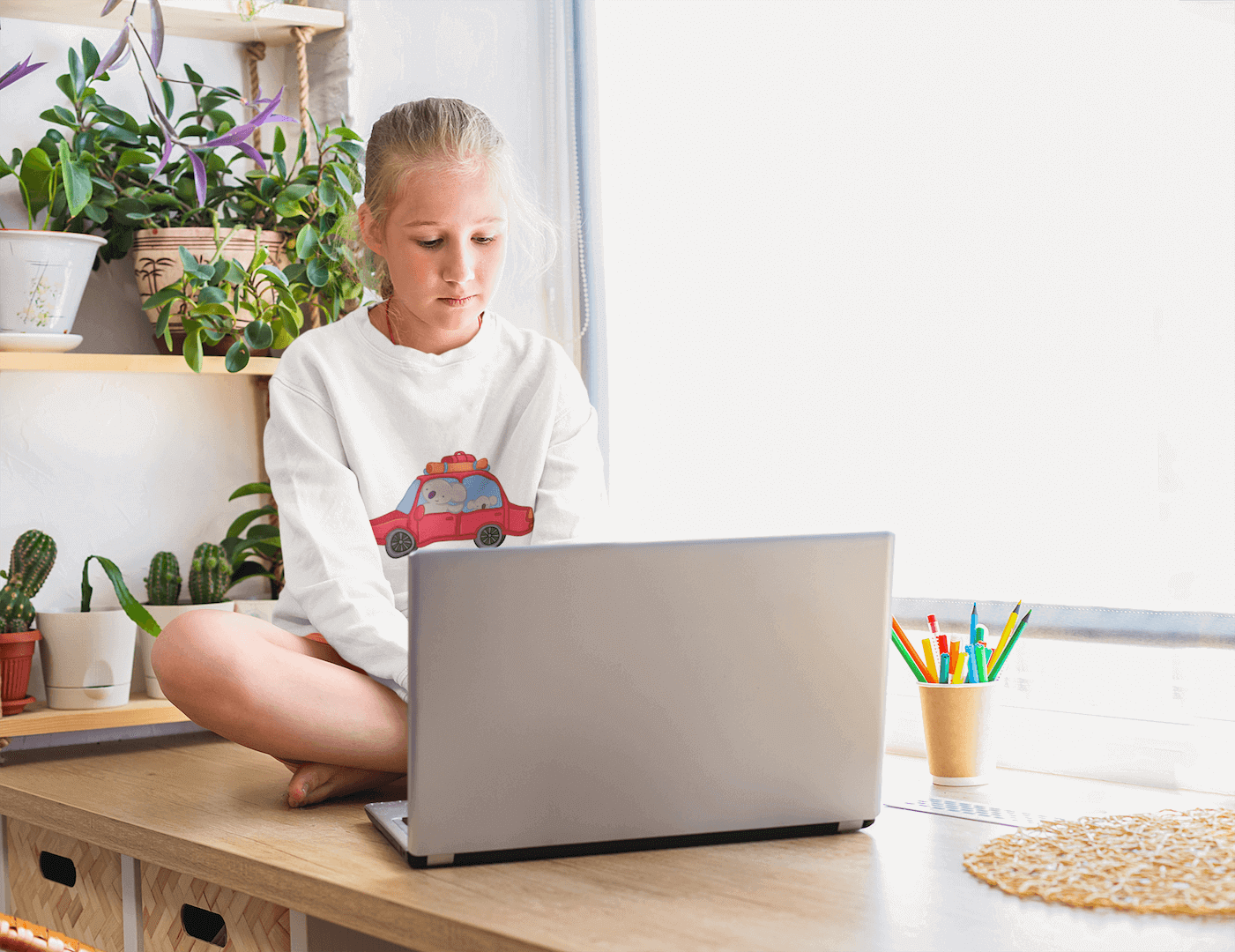 Kids Playful Koala Road trip Graphic Crewneck Sweater