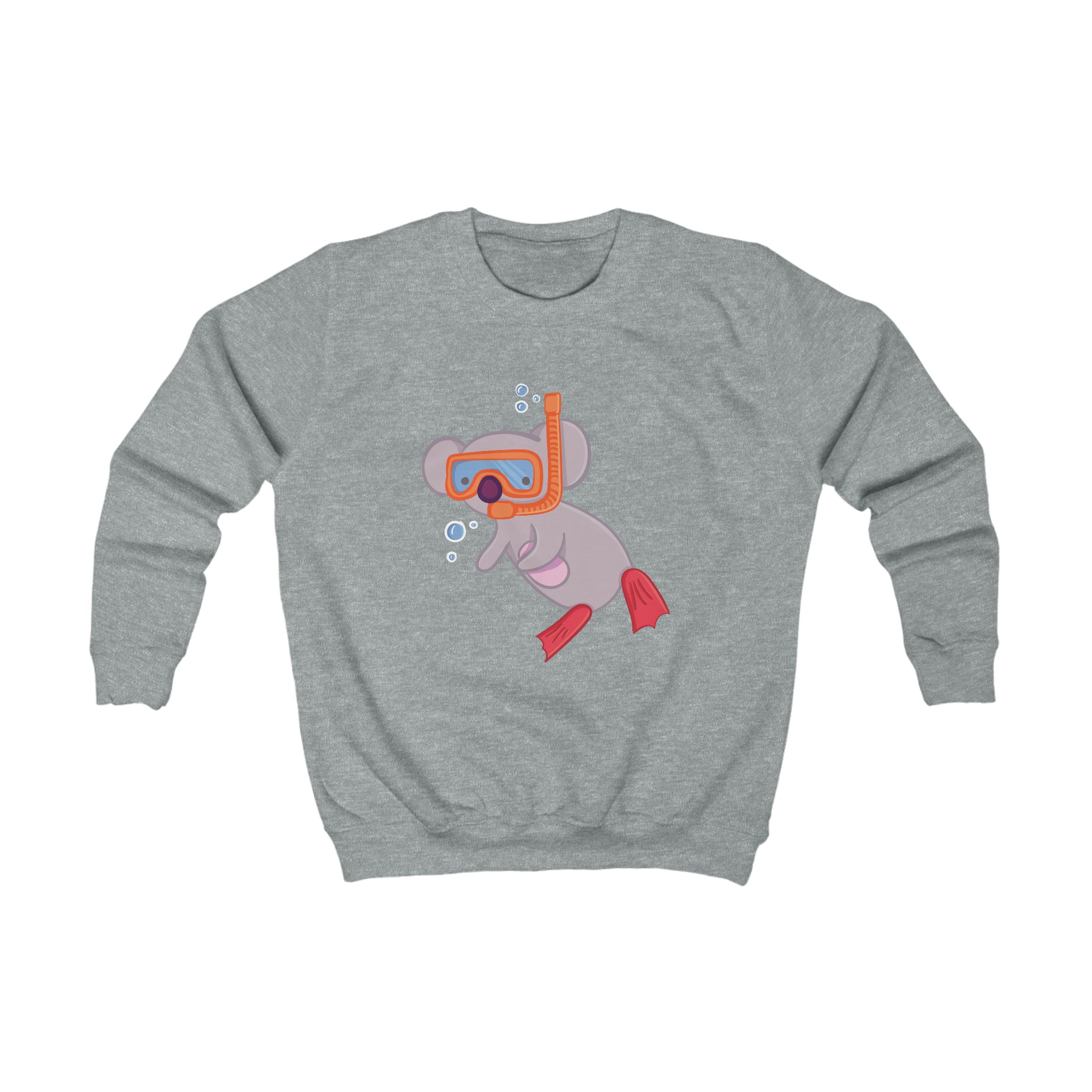 Kids Playful Koala Scuba Diving Graphic Crewneck Sweater