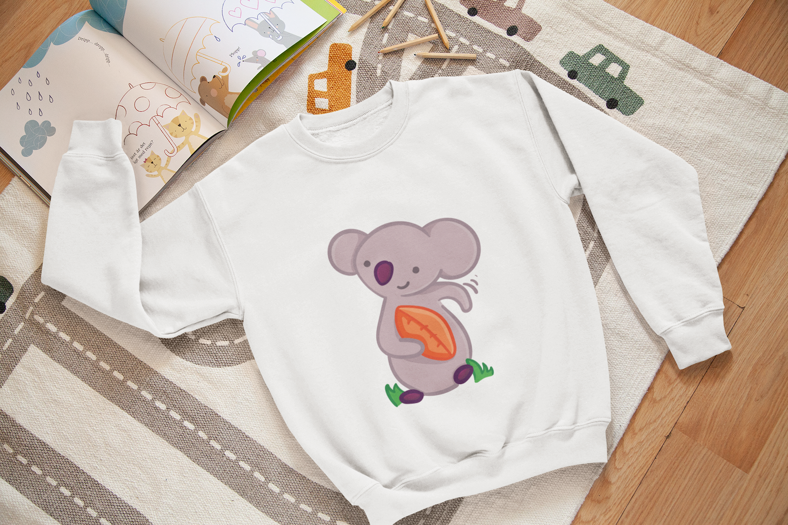 Kids Playful Rugby Koala Graphic Crewneck Sweater